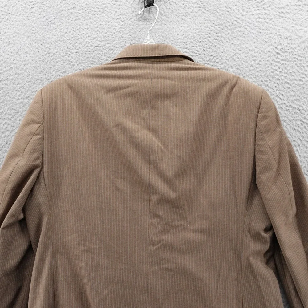 Gino Valentino Australian Wool‎ Silk Sport Coat Jacket 40L Brown Stripe Mens